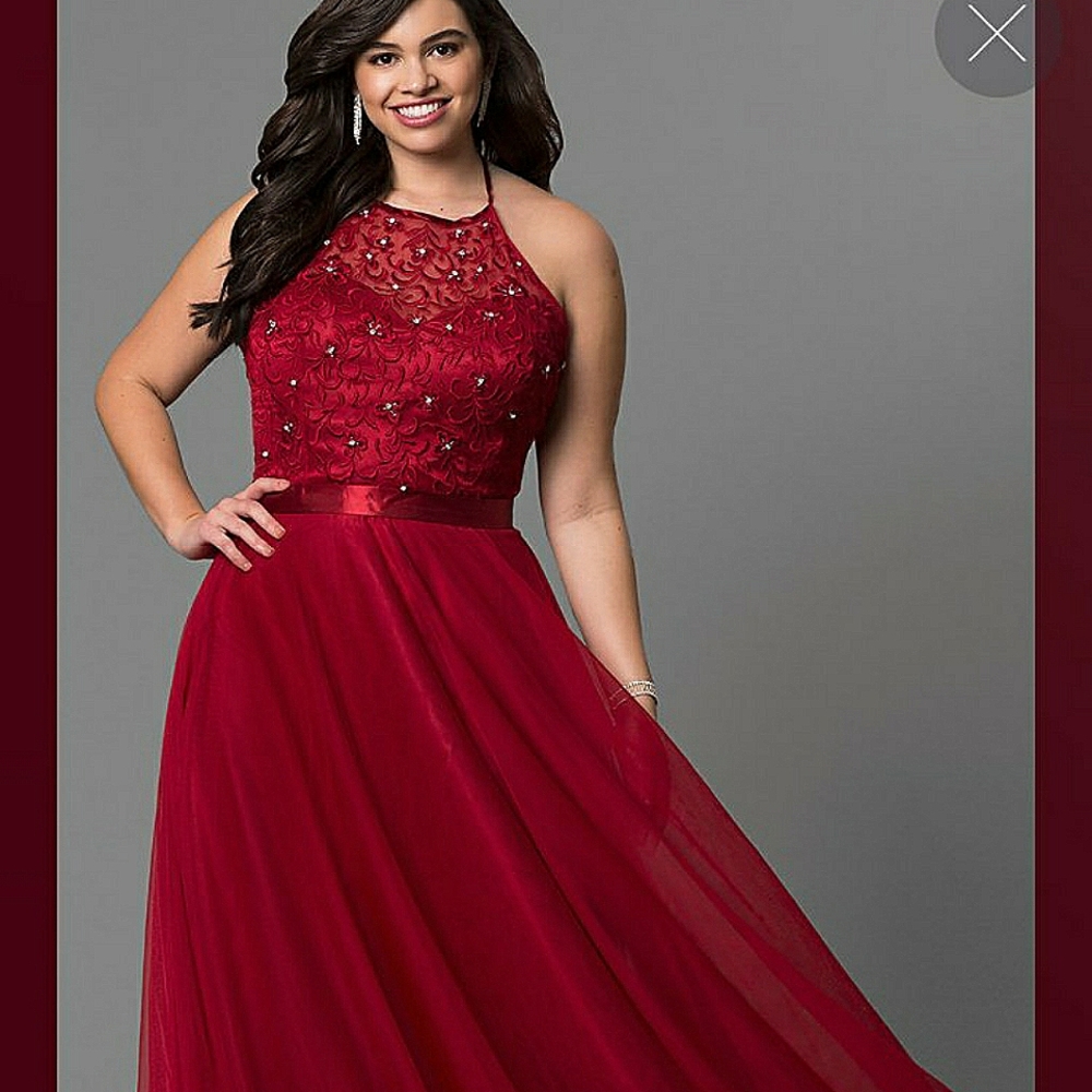 Prom or Wedding New Burgundy Red long chiffon dress, XL Aline,rienstones.